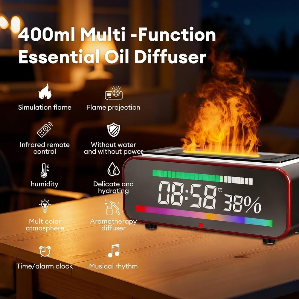 Fireplace Diffusers For Essential Oils, 400ml Flame Humidifier With Bluetooth - Picture 10 of 16